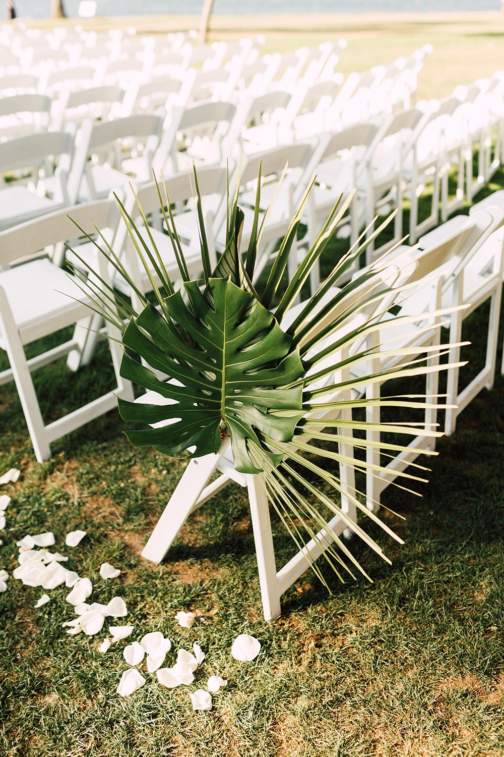 palm frond aisle marker wedding ceremony