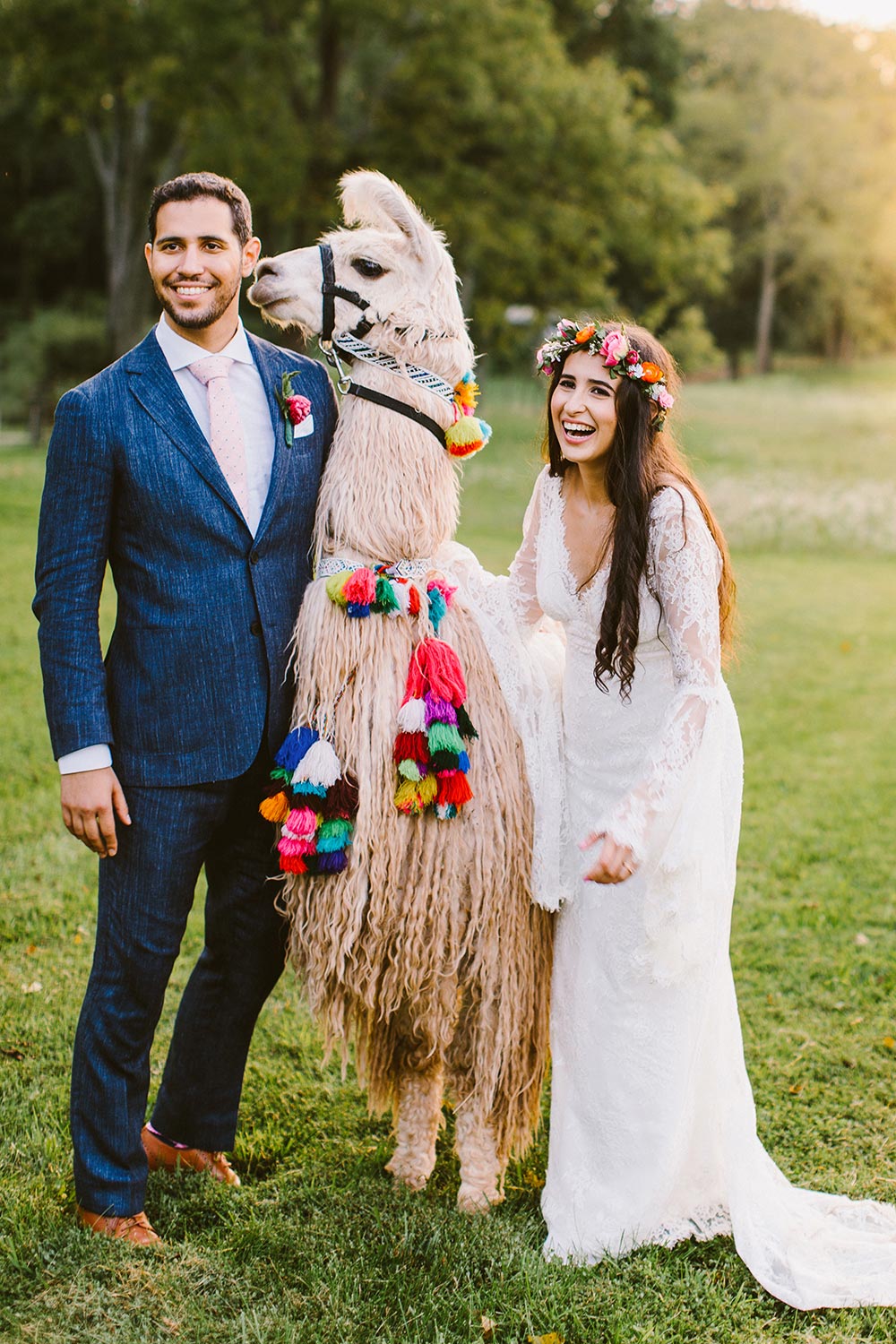 boho wedding attire llama tassels